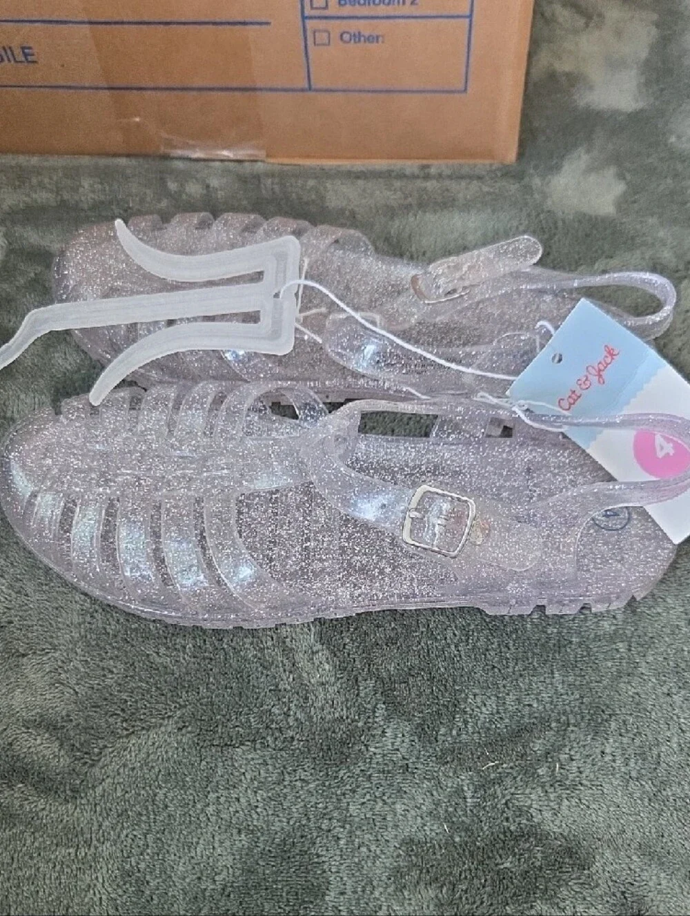 Cat & Jack Girls Clear Glitter Jelly Sandals